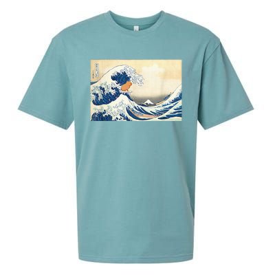 Funny Wave Capybara Surfing Rodent Sueded Cloud Jersey T-Shirt