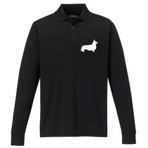 Funny Welsh Corgi Dog Owner Valentines Day Heart Farts Gift Performance Long Sleeve Polo