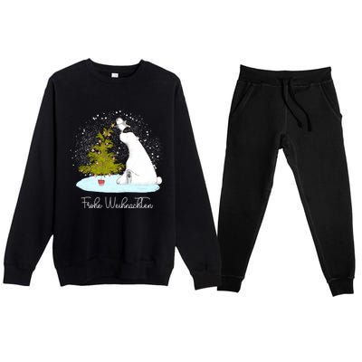 Frohe Weihnachten Cute Polar Bear Penguin Christmas Meaningful Gift Premium Crewneck Sweatsuit Set