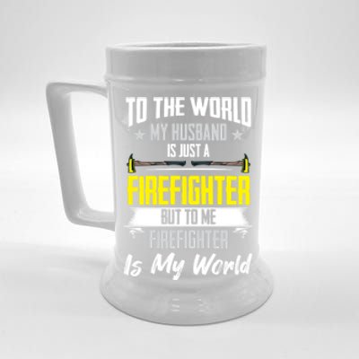 Firefighter Wife Courage Firefighter Husband My World Hero Cute Gift Beer Stein