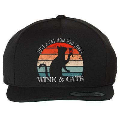 Funny Wine Cats Saying And Cat Mom Gift Wool Snapback Cap