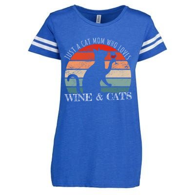 Funny Wine Cats Saying And Cat Mom Gift Enza Ladies Jersey Football T-Shirt