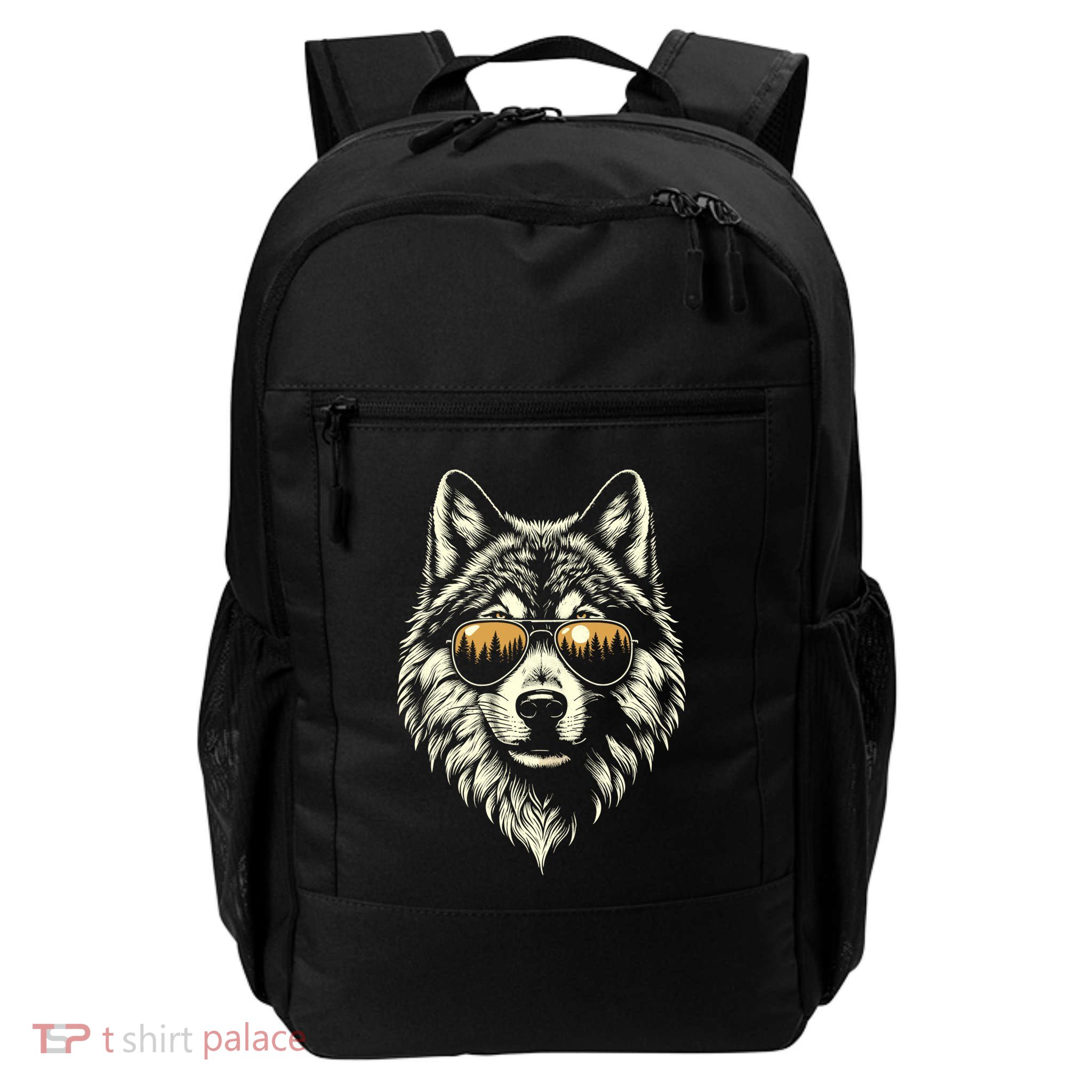 Funny Wolf Cool Rock And Roll Graphic Shades Forest Funny Gift Daily Commute Backpack