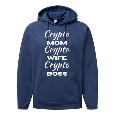 Funny Women Crypto Mom Wife Boss, Funny Woman Tee Bitcoin Performance Fleece Hoodie