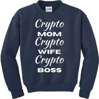 Funny Women Crypto Mom Wife Boss, Funny Woman Tee Bitcoin Kids Sweatshirt