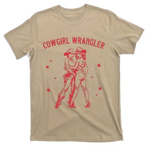 Funny Western Cow Wrangler Lesbian Queer Pride Month T-Shirt