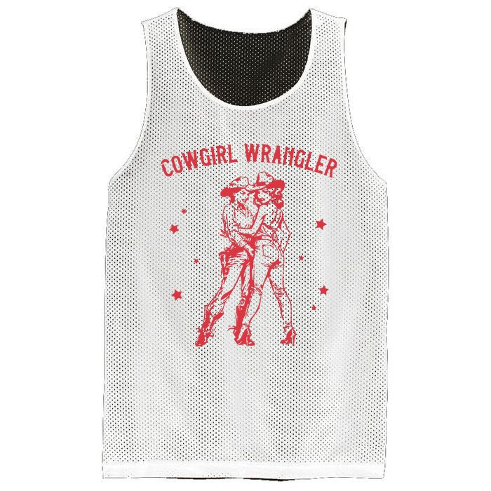 Funny Western Cowgirl Wrangler Lesbian Queer Pride Month Mesh Reversible Basketball Jersey Tank