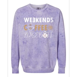 Funny Weekends Coffee and Baseball, Baseball Lovers Funny Colorblast Crewneck Sweatshirt