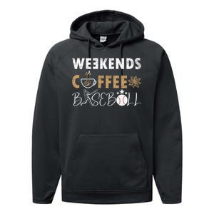 Funny Weekends Coffee and Baseball, Baseball Lovers Funny Performance Fleece Hoodie