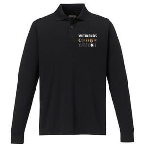 Funny Weekends Coffee and Baseball, Baseball Lovers Funny Performance Long Sleeve Polo