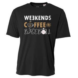 Funny Weekends Coffee and Baseball, Baseball Lovers Funny Cooling Performance Crew T-Shirt