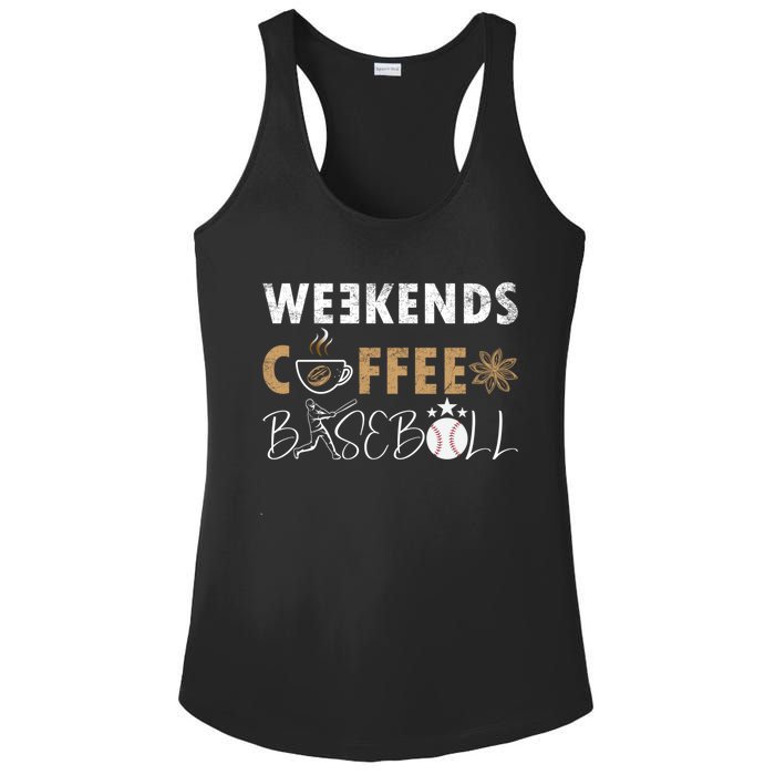 Funny Weekends Coffee and Baseball, Baseball Lovers Funny Ladies PosiCharge Competitor Racerback Tank