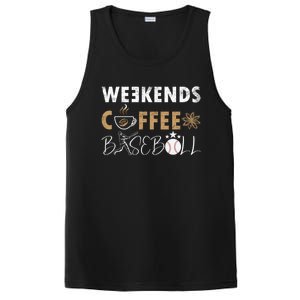 Funny Weekends Coffee and Baseball, Baseball Lovers Funny PosiCharge Competitor Tank