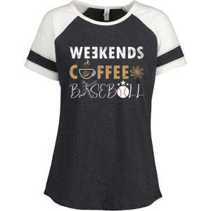 Funny Weekends Coffee and Baseball, Baseball Lovers Funny Enza Ladies Jersey Colorblock Tee