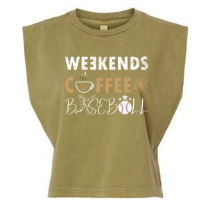 Funny Weekends Coffee and Baseball, Baseball Lovers Funny Garment-Dyed Women's Muscle Tee