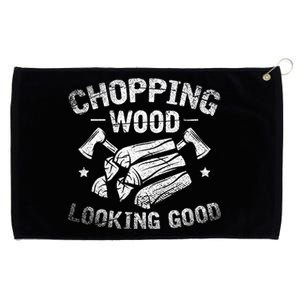 Funny Wood Chopper Chopping Wood Looking Good Lumberjack Grommeted Golf Towel