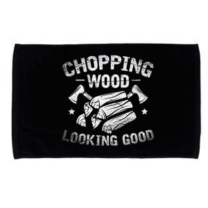 Funny Wood Chopper Chopping Wood Looking Good Lumberjack Microfiber Hand Towel