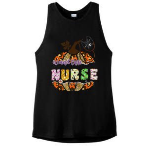 Funny Wound Care Nurse Nursing Halloween Pumpkin Leopard Ladies PosiCharge Tri-Blend Wicking Tank