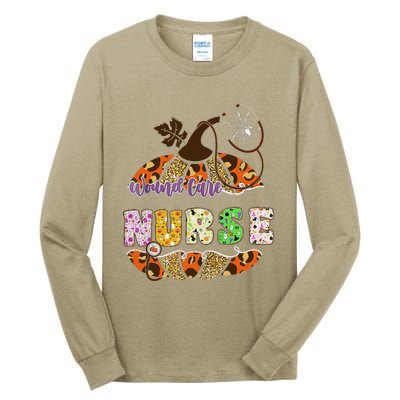 Funny Wound Care Nurse Nursing Halloween Pumpkin Leopard Tall Long Sleeve T-Shirt