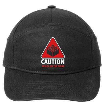 Funny Warning Caution Building Blocks Bricks On The Floor 7-Panel Snapback Hat
