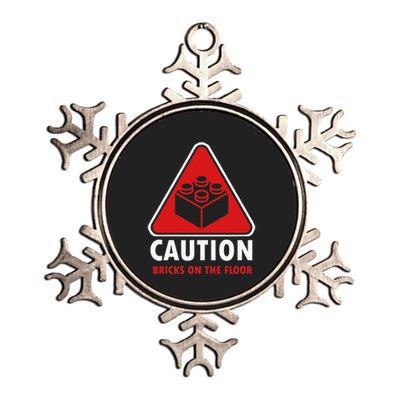 Funny Warning Caution Building Blocks Bricks On The Floor Metallic Star Ornament