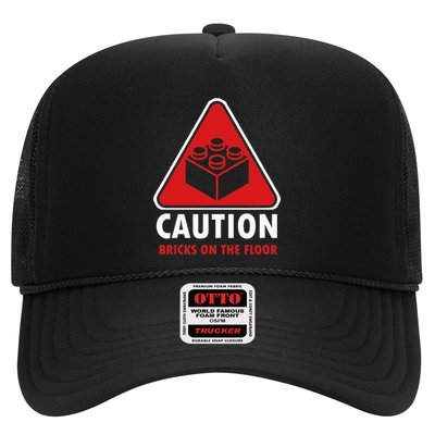 Funny Warning Caution Building Blocks Bricks On The Floor Trucker Hat