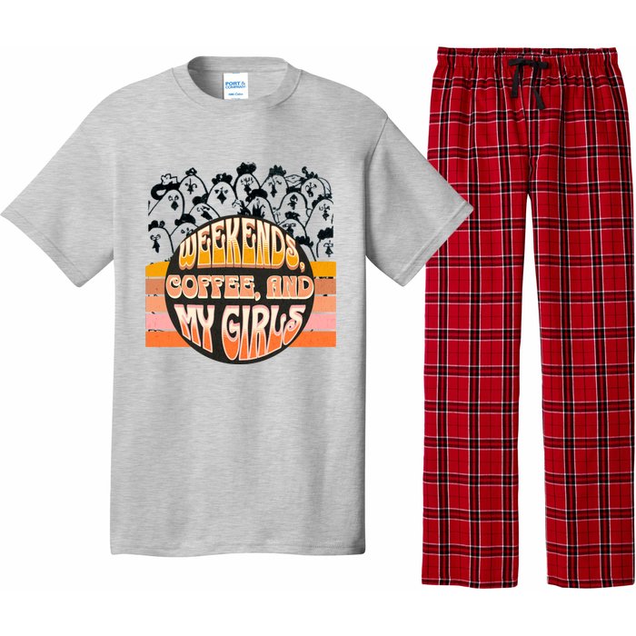 Fun Weekends Coffee And My Chicken Tee For Woman Gift Pajama Set