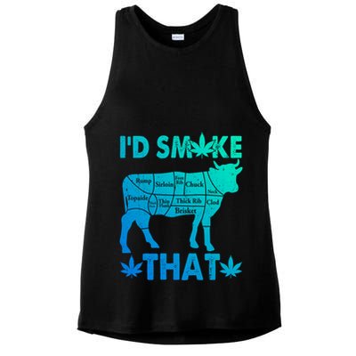 Funny Weed Chef Butcher Smoke Marijuana Beef Funny Dad Gift Ladies PosiCharge Tri-Blend Wicking Tank
