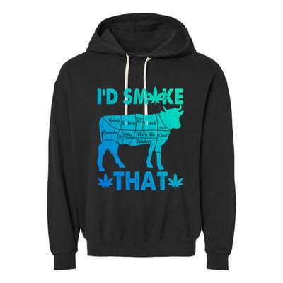 Funny Weed Chef Butcher Smoke Marijuana Beef Funny Dad Gift Garment-Dyed Fleece Hoodie