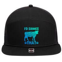 Funny Weed Chef Butcher Smoke Marijuana Beef Funny Dad Gift 7 Panel Mesh Trucker Snapback Hat