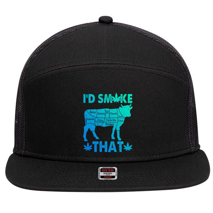 Funny Weed Chef Butcher Smoke Marijuana Beef Funny Dad Gift 7 Panel Mesh Trucker Snapback Hat