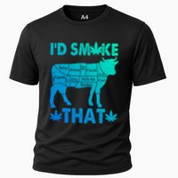 Funny Weed Chef Butcher Smoke Marijuana Beef Funny Dad Gift Cooling Performance Crew T-Shirt