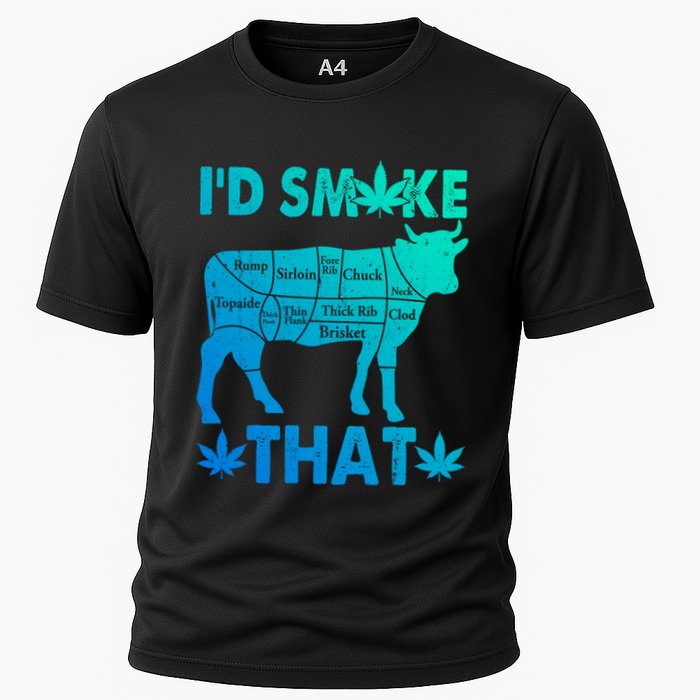 Funny Weed Chef Butcher Smoke Marijuana Beef Funny Dad Gift Cooling Performance Crew T-Shirt
