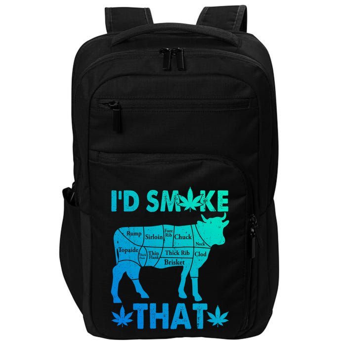 Funny Weed Chef Butcher Smoke Marijuana Beef Funny Dad Gift Impact Tech Backpack