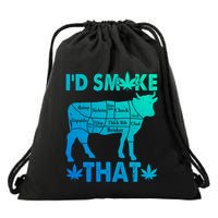 Funny Weed Chef Butcher Smoke Marijuana Beef Funny Dad Gift Drawstring Bag