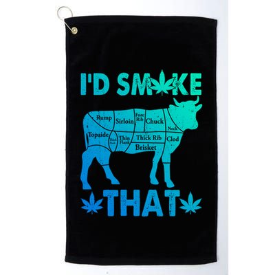 Funny Weed Chef Butcher Smoke Marijuana Beef Funny Dad Gift Golf Towel