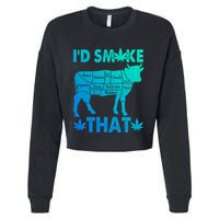 Funny Weed Chef Butcher Smoke Marijuana Beef Funny Dad Gift Cropped Pullover Crew