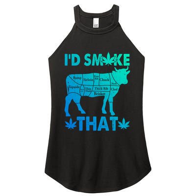 Funny Weed Chef Butcher Smoke Marijuana Beef Funny Dad Gift Women's Perfect Tri Rocker Tank