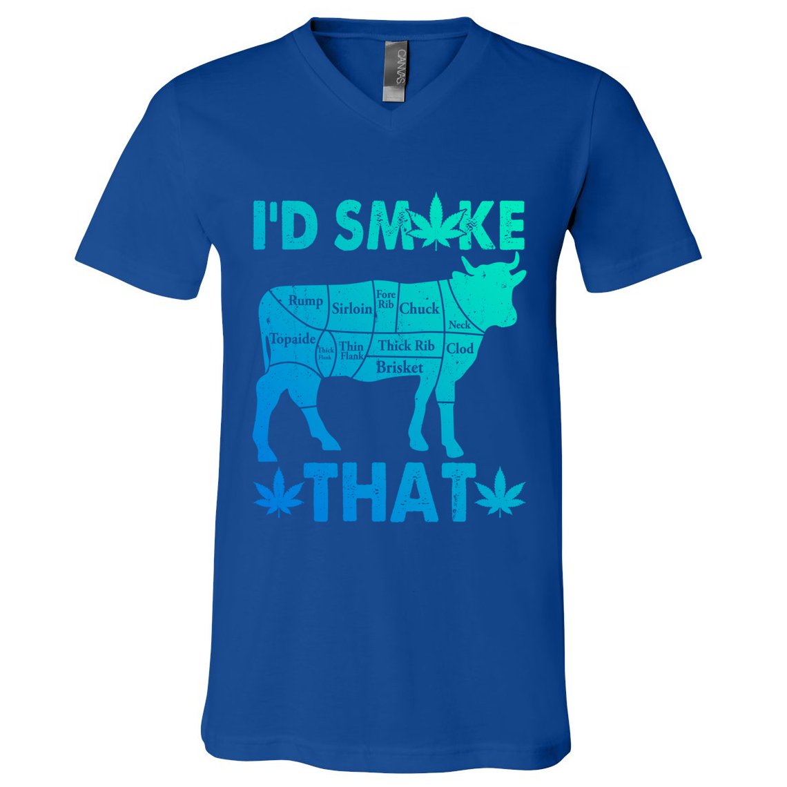 Funny Weed Chef Butcher Smoke Marijuana Beef Funny Dad Gift V-Neck T-Shirt