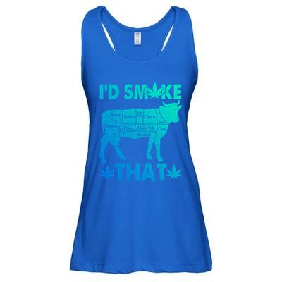 Funny Weed Chef Butcher Smoke Marijuana Beef Funny Dad Gift Ladies Essential Flowy Tank