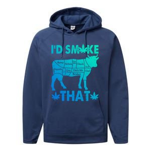 Funny Weed Chef Butcher Smoke Marijuana Beef Funny Dad Gift Performance Fleece Hoodie