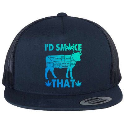 Funny Weed Chef Butcher Smoke Marijuana Beef Funny Dad Gift Flat Bill Trucker Hat