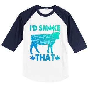 Funny Weed Chef Butcher Smoke Marijuana Beef Funny Dad Gift Baseball Sleeve Shirt