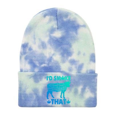 Funny Weed Chef Butcher Smoke Marijuana Beef Funny Dad Gift Tie Dye 12in Knit Beanie