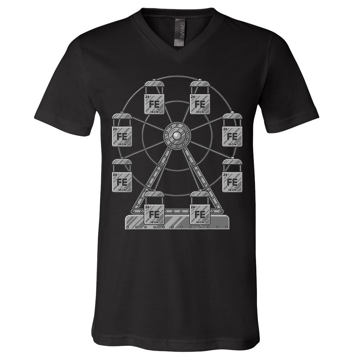 Ferrous Wheel Chemistry Teacher Humor Dad Joke Chemist Pun V-Neck T-Shirt