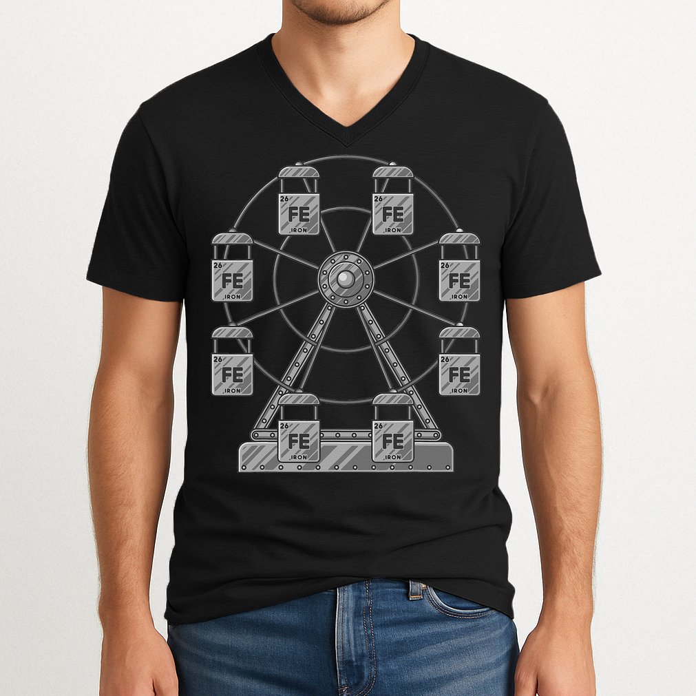 Ferrous Wheel Chemistry Teacher Humor Dad Joke Chemist Pun V-Neck T-Shirt