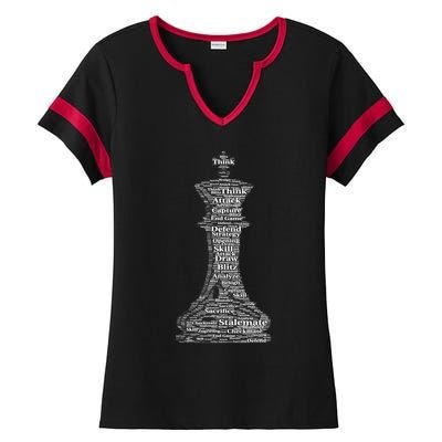 Funny Word Cloud Chess King Gift Ladies Halftime Notch Neck Tee