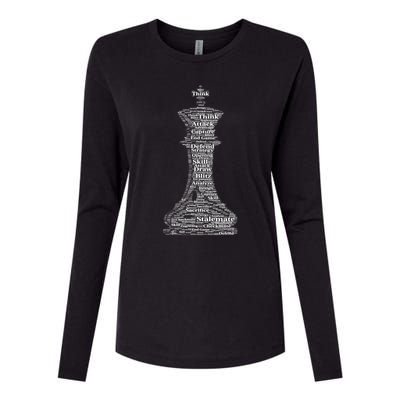 Funny Word Cloud Chess King Gift Womens Cotton Relaxed Long Sleeve T-Shirt