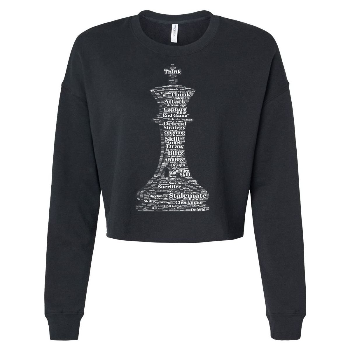 Funny Word Cloud Chess King Gift Cropped Pullover Crew