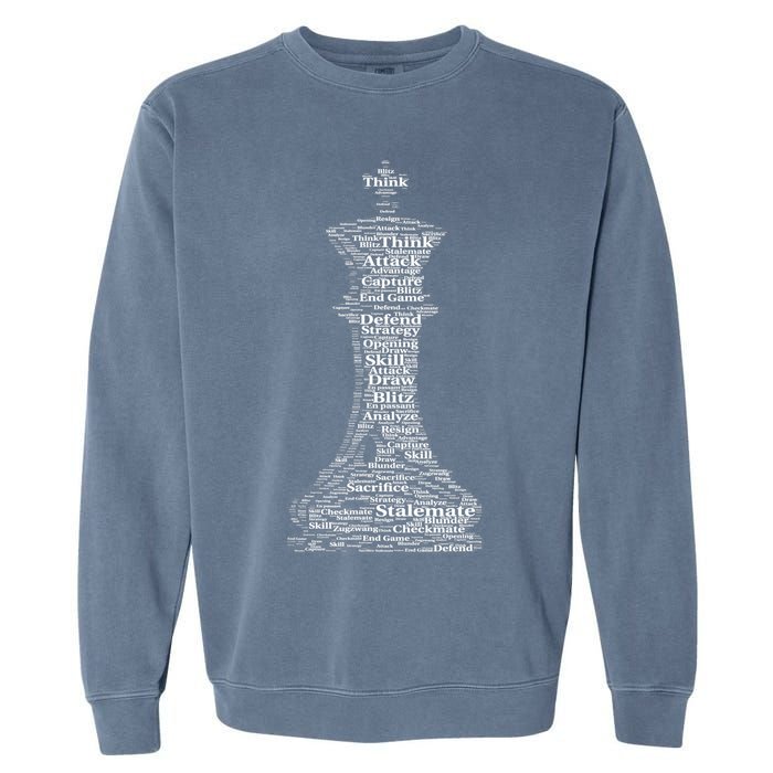 Funny Word Cloud Chess King Gift Garment-Dyed Sweatshirt